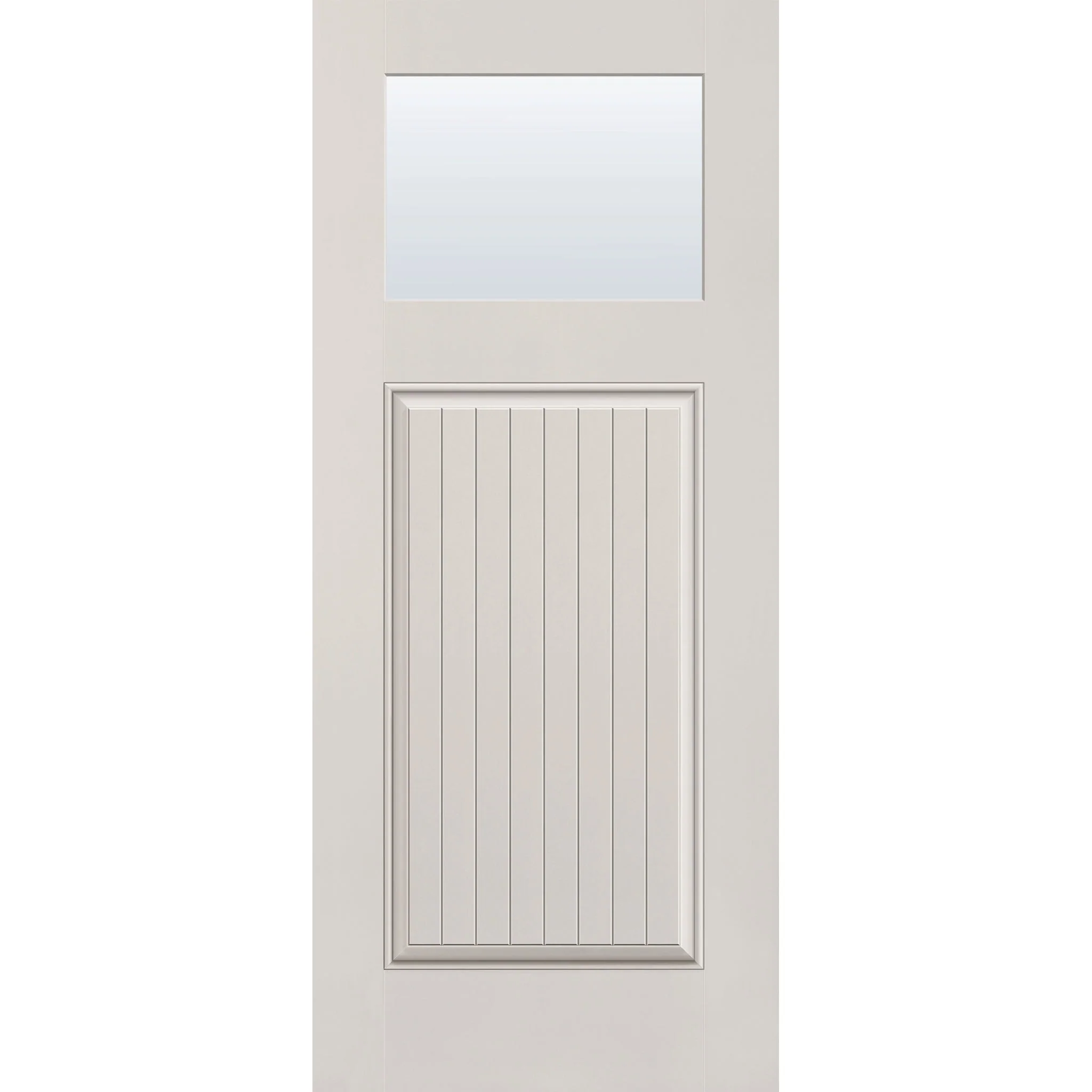 Clear Flush Glazed Fiberglass Entry Door - Craftsman Plank (34" x 80")