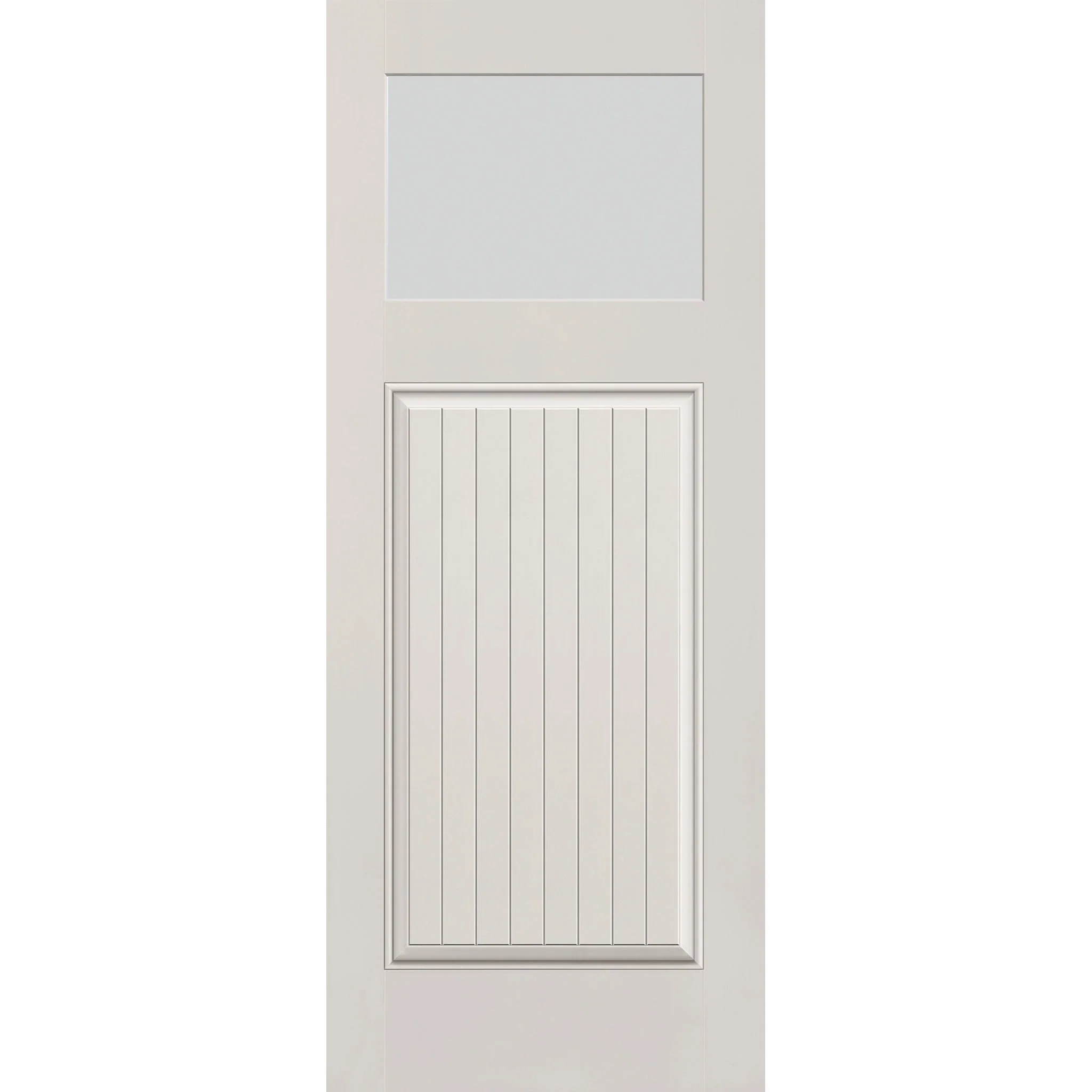 Frost Flush Glazed Hurricane-Rated Fiberglass Entry Door - Craftsman Plank (32" x 80")