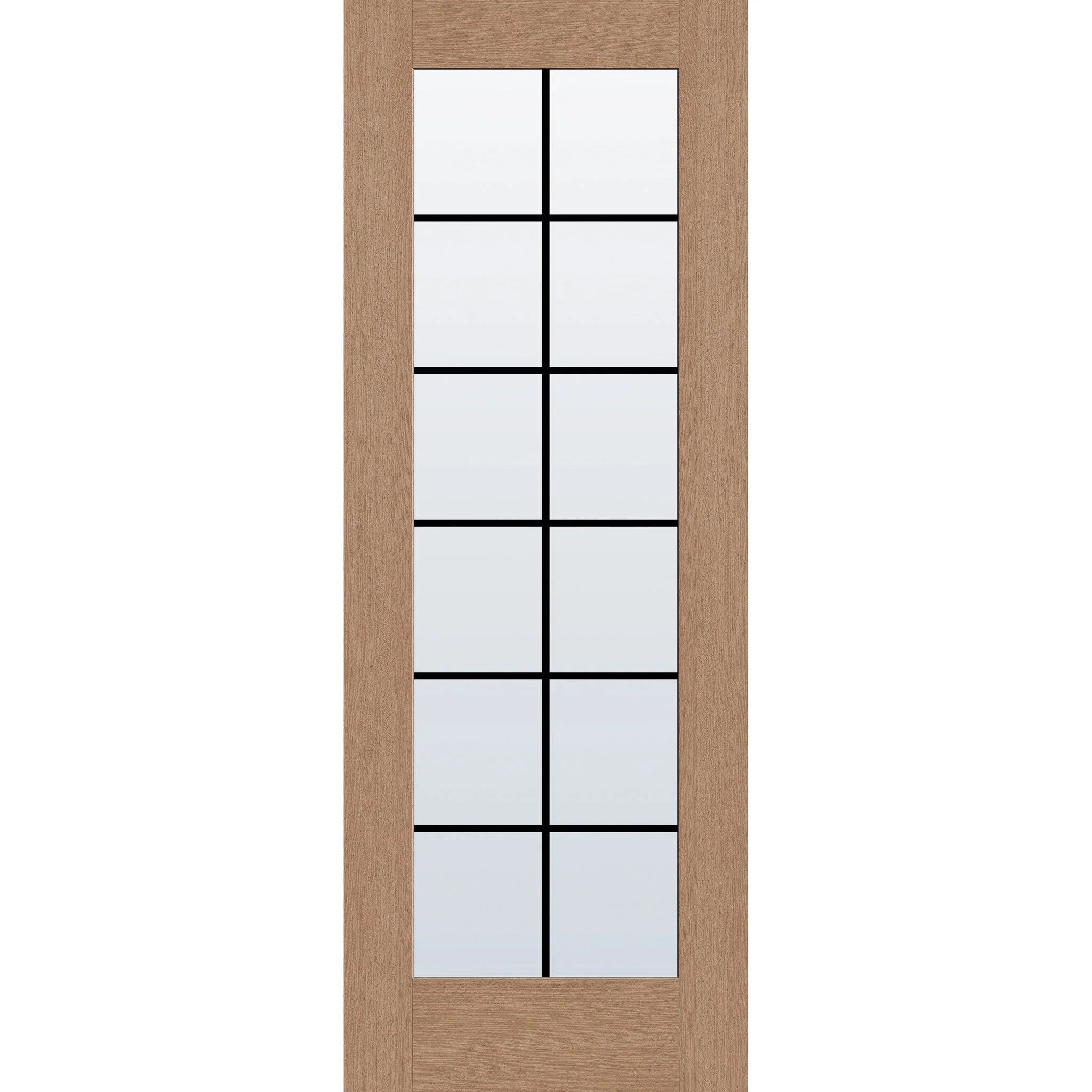 Grills Between Glass 12 Light Flush Glazed Hurricane-Rated Fiberglass Entry Door - Full Lite (36" x 96")