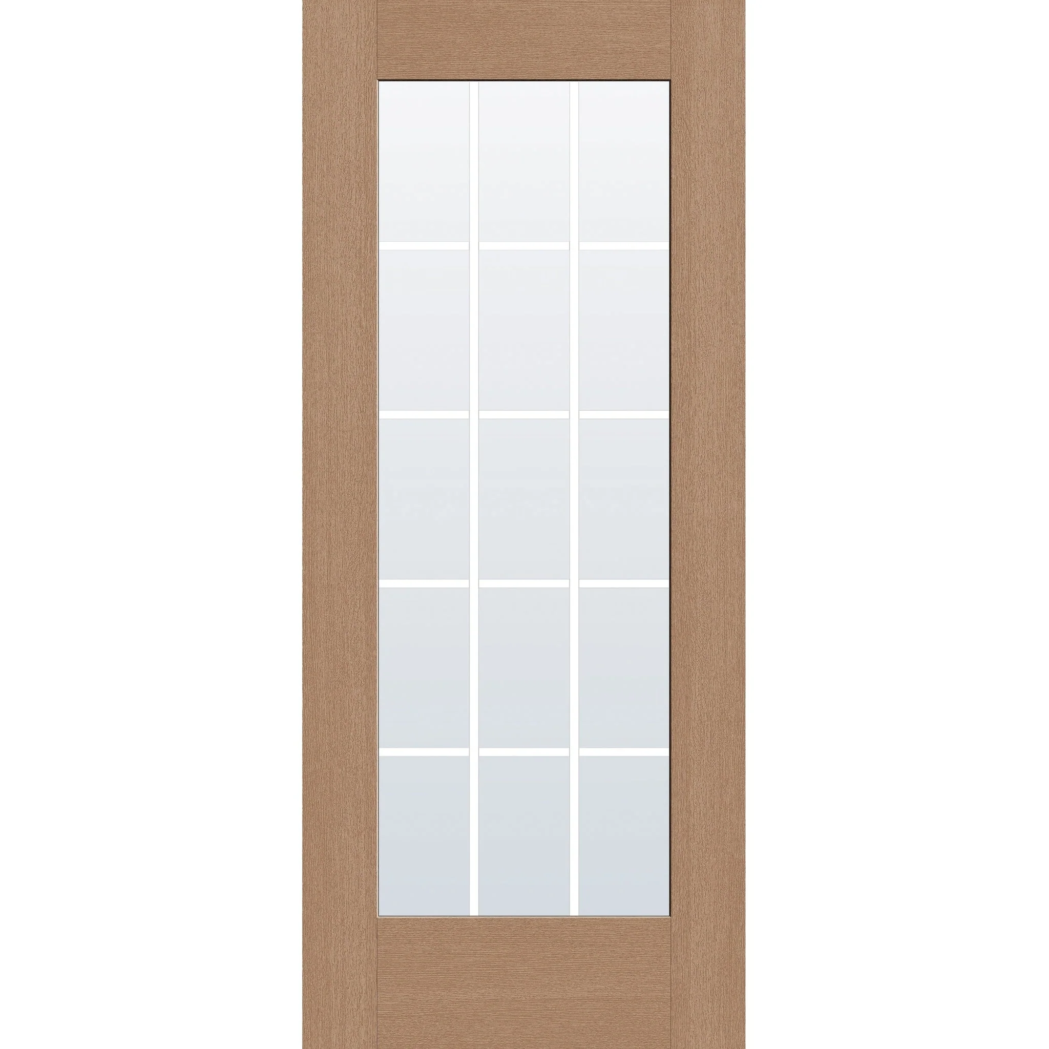 Grills Between Glass 15 Light Flush Glazed Hurricane-Rated Fiberglass Entry Door - Full Lite (34" x 80")
