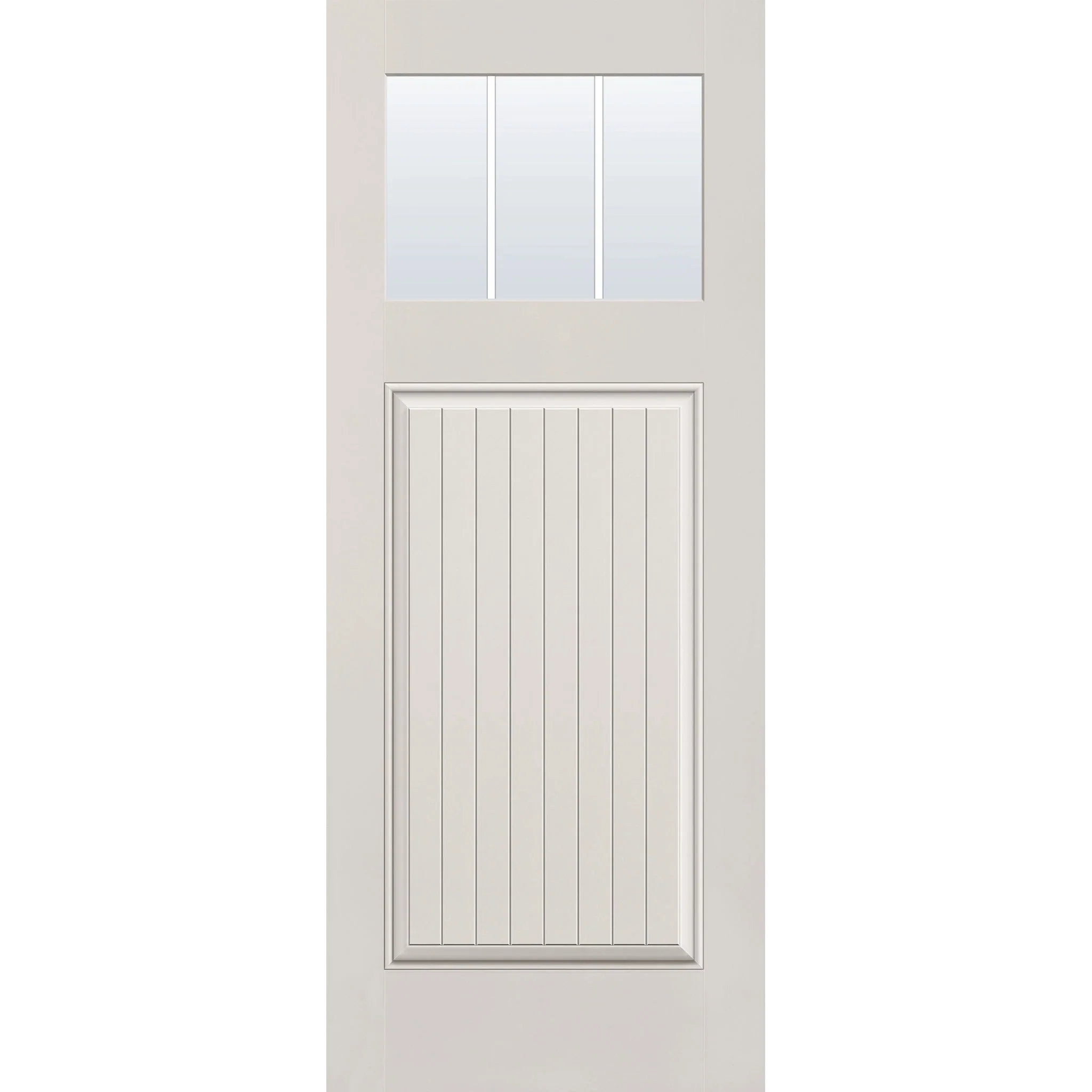 Grills Between Glass 3 Light Flush Glazed Hurricane-Rated Fiberglass Entry Door - Craftsman Plank (32" x 80")