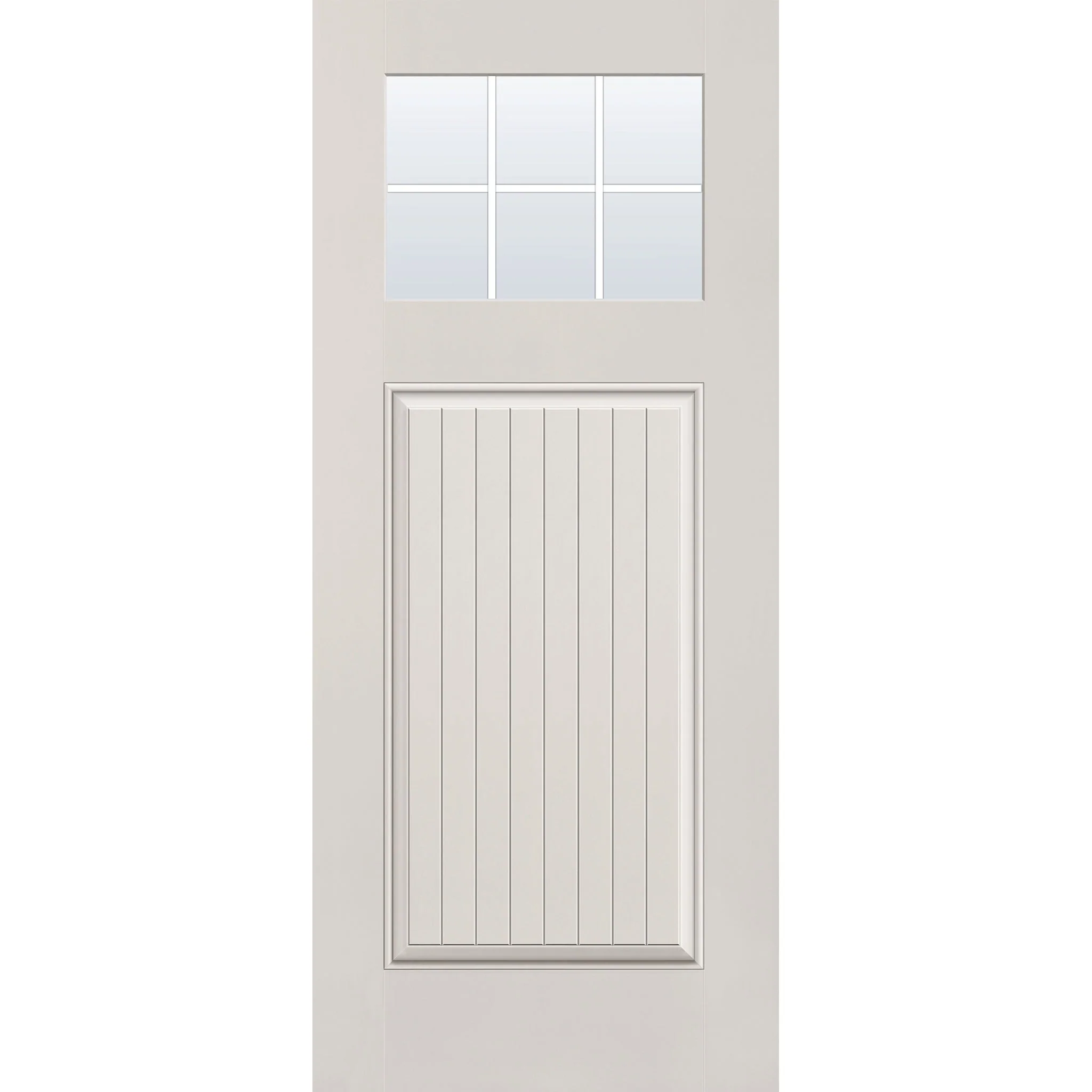 Grills Between Glass 6 Light Flush Glazed Fiberglass Entry Door - Craftsman Plank (34" x 80")
