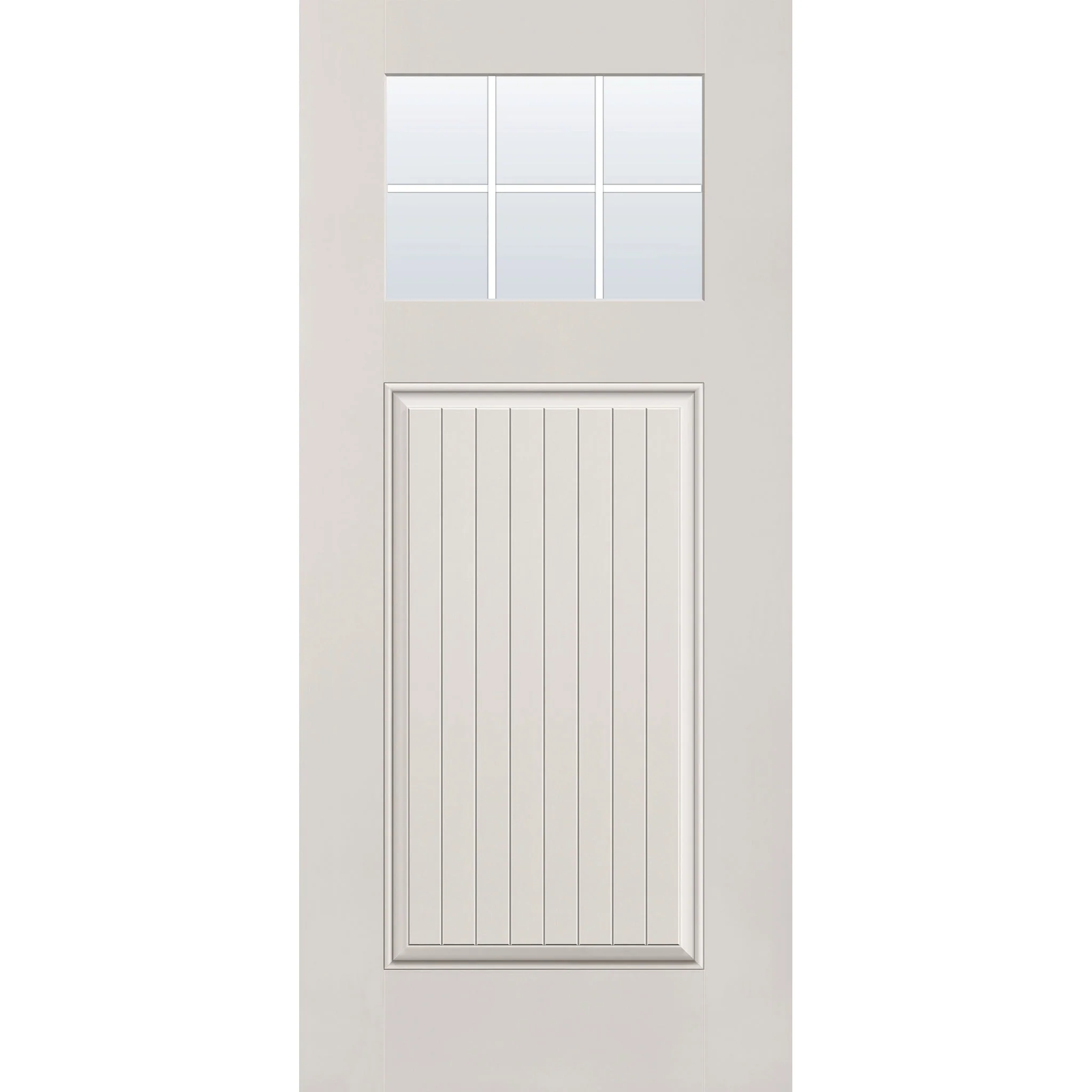 Grills Between Glass 6 Light Flush Glazed Fiberglass Entry Door - Craftsman Plank (36" x 80")