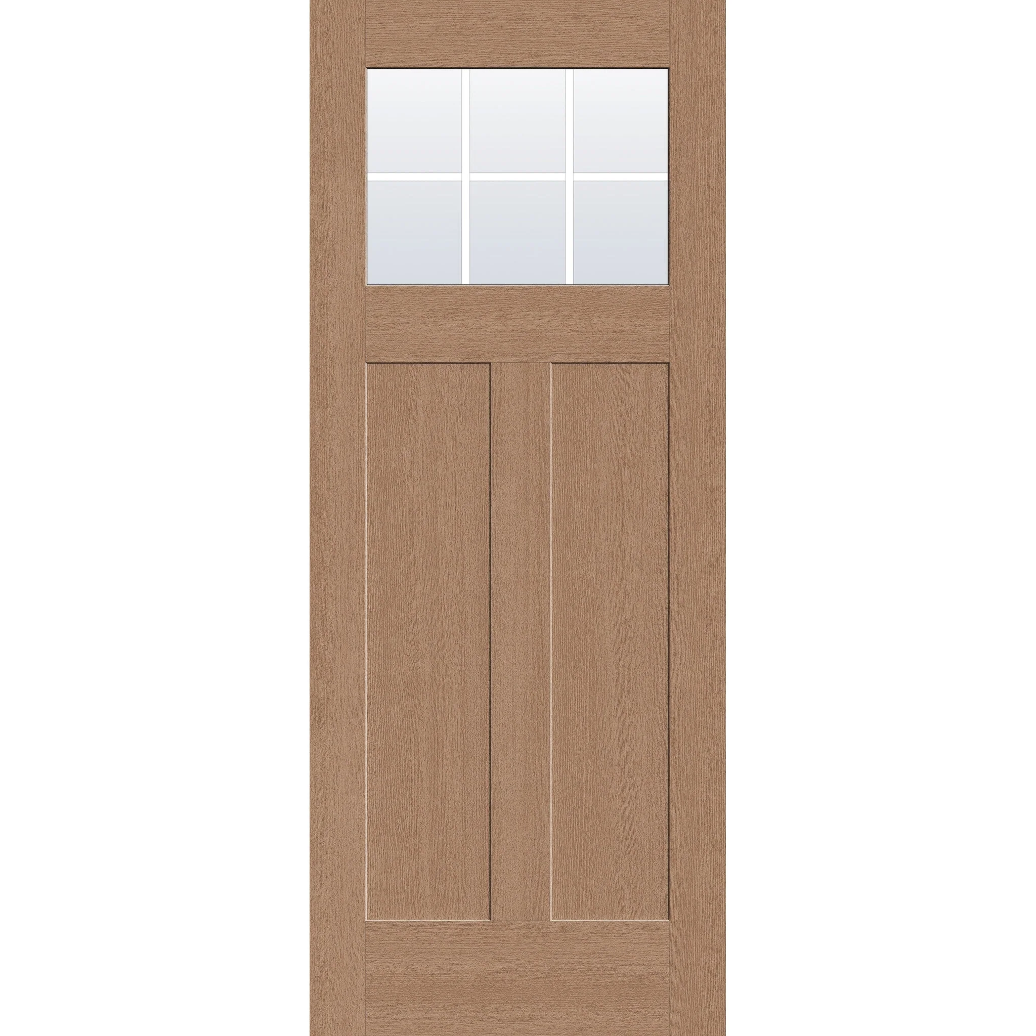 Grills Between Glass 6 Light Flush Glazed Hurricane-Rated Fiberglass Entry Door - Craftsman 2 Panel (32" x 80")
