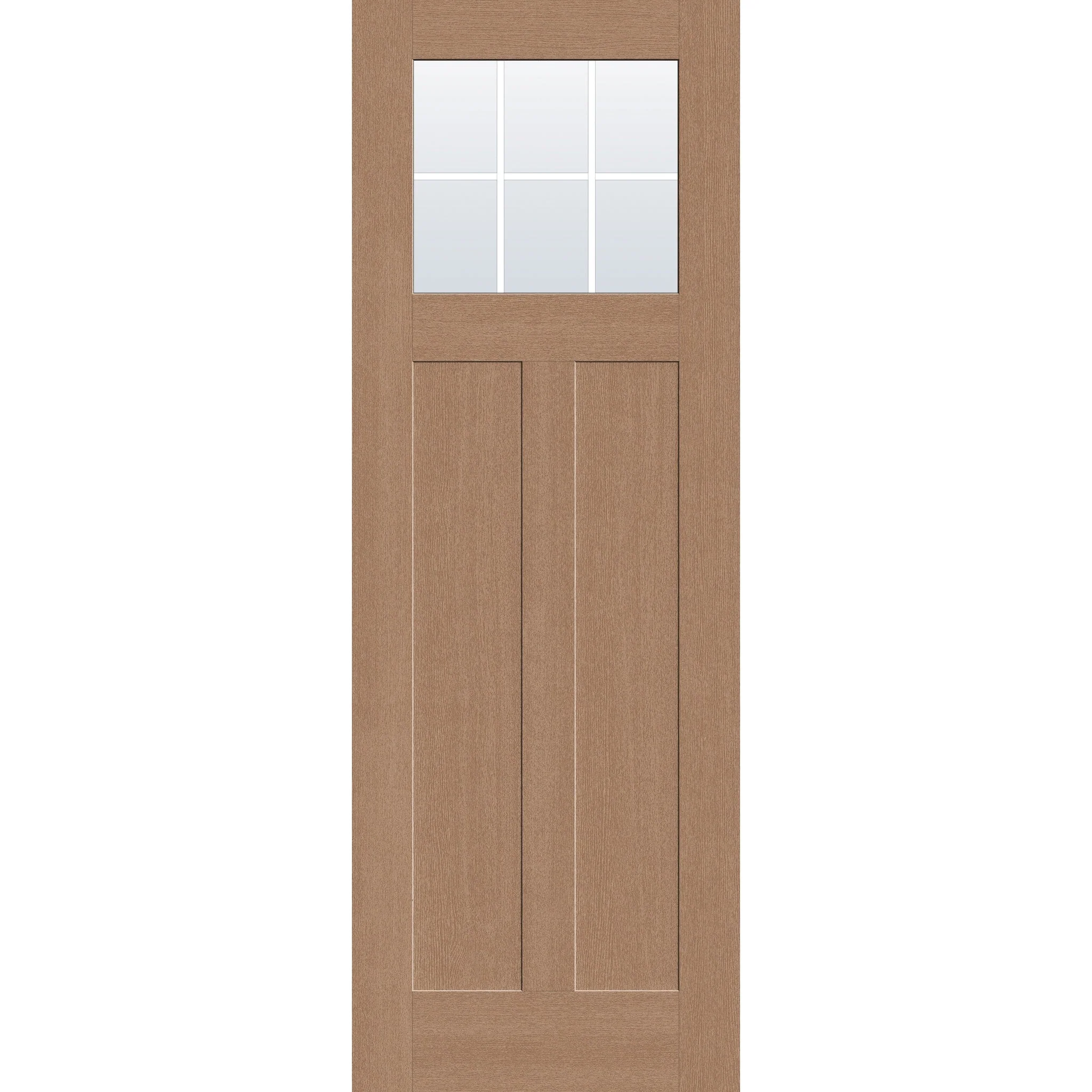 Grills Between Glass 6 Light Flush Glazed Hurricane-Rated Fiberglass Entry Door - Craftsman 2 Panel (34" x 96")