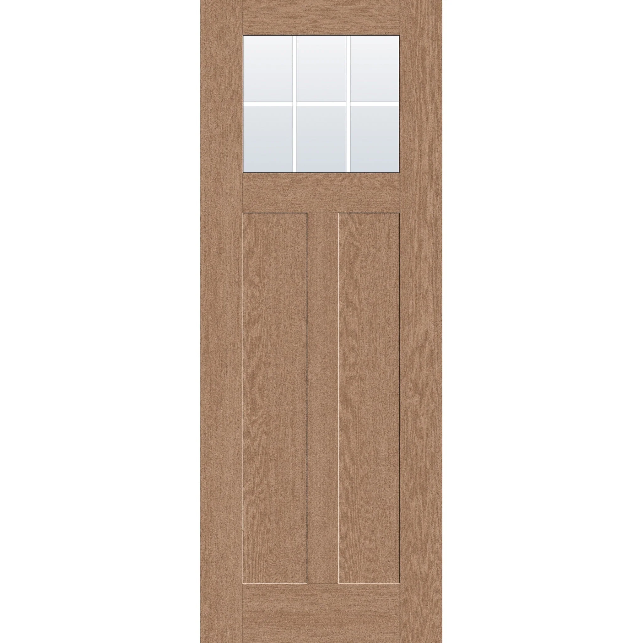 Grills Between Glass 6 Light Flush Glazed Hurricane-Rated Fiberglass Entry Door - Craftsman 2 Panel (36" x 96")