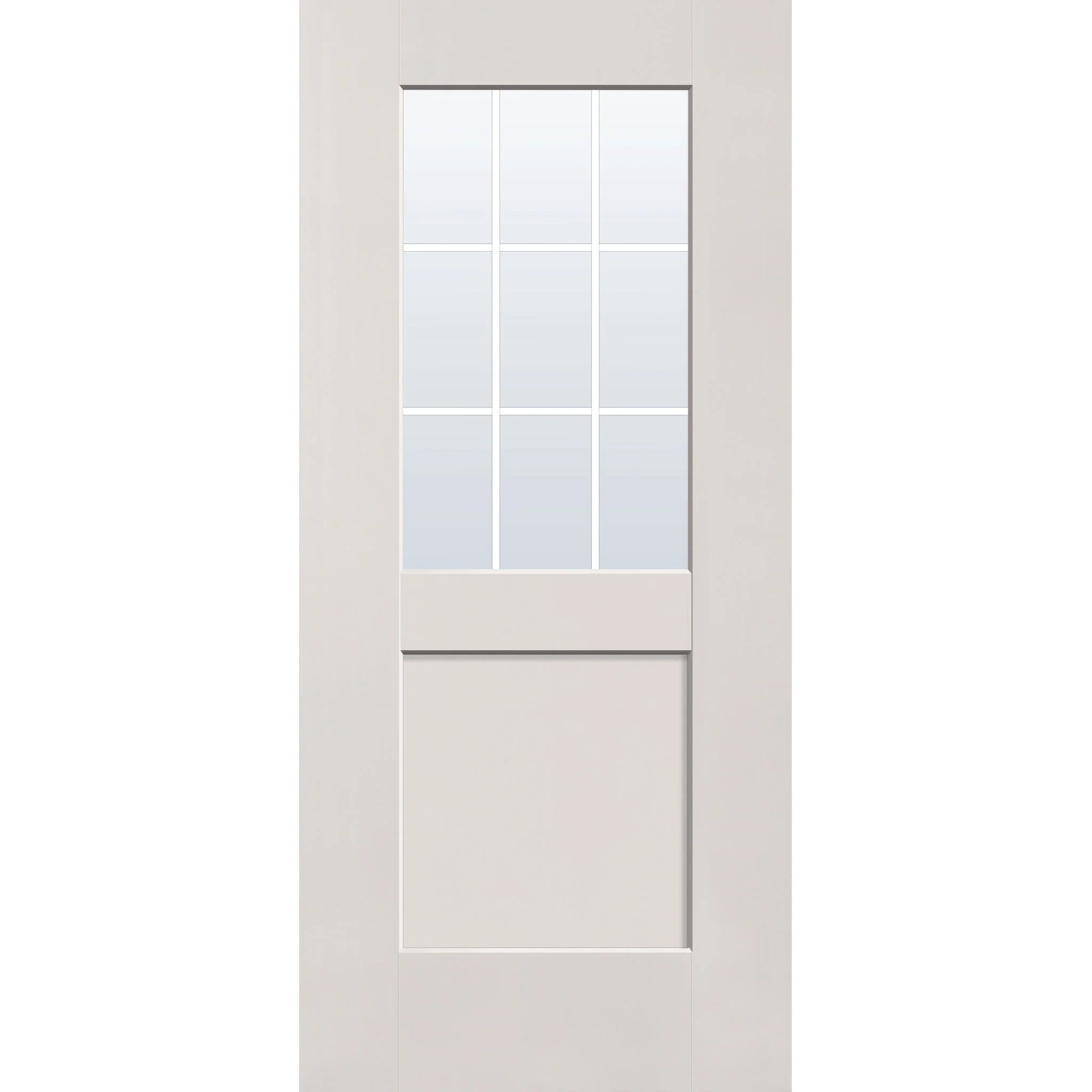 Grills Between Glass 9 Light Flush Glazed Hurricane-Rated Fiberglass Entry Door - Half Lite Shaker (36" x 80")