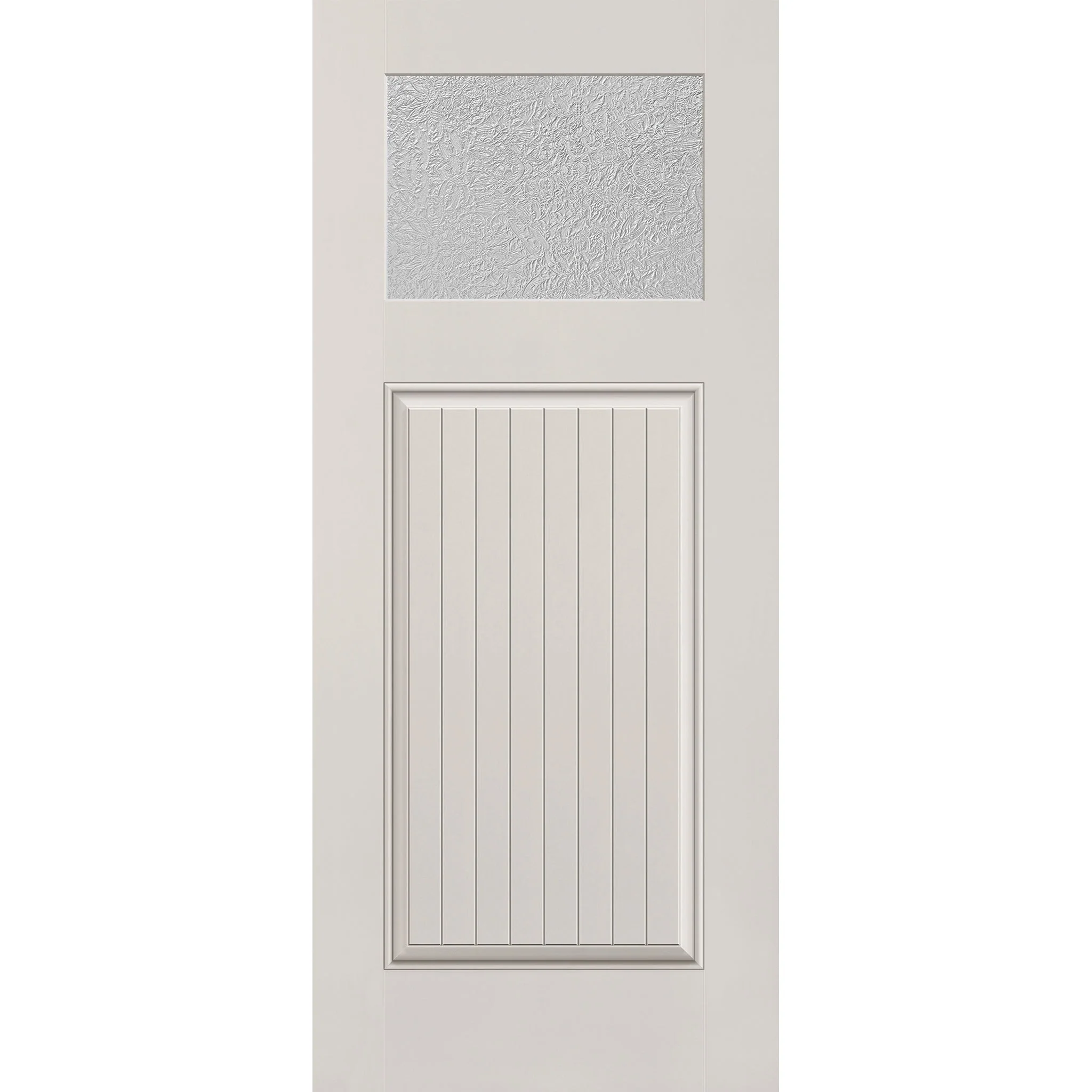 Micro-Granite Flush Glazed Hurricane-Rated Fiberglass Entry Door - Craftsman Plank (34" x 80")