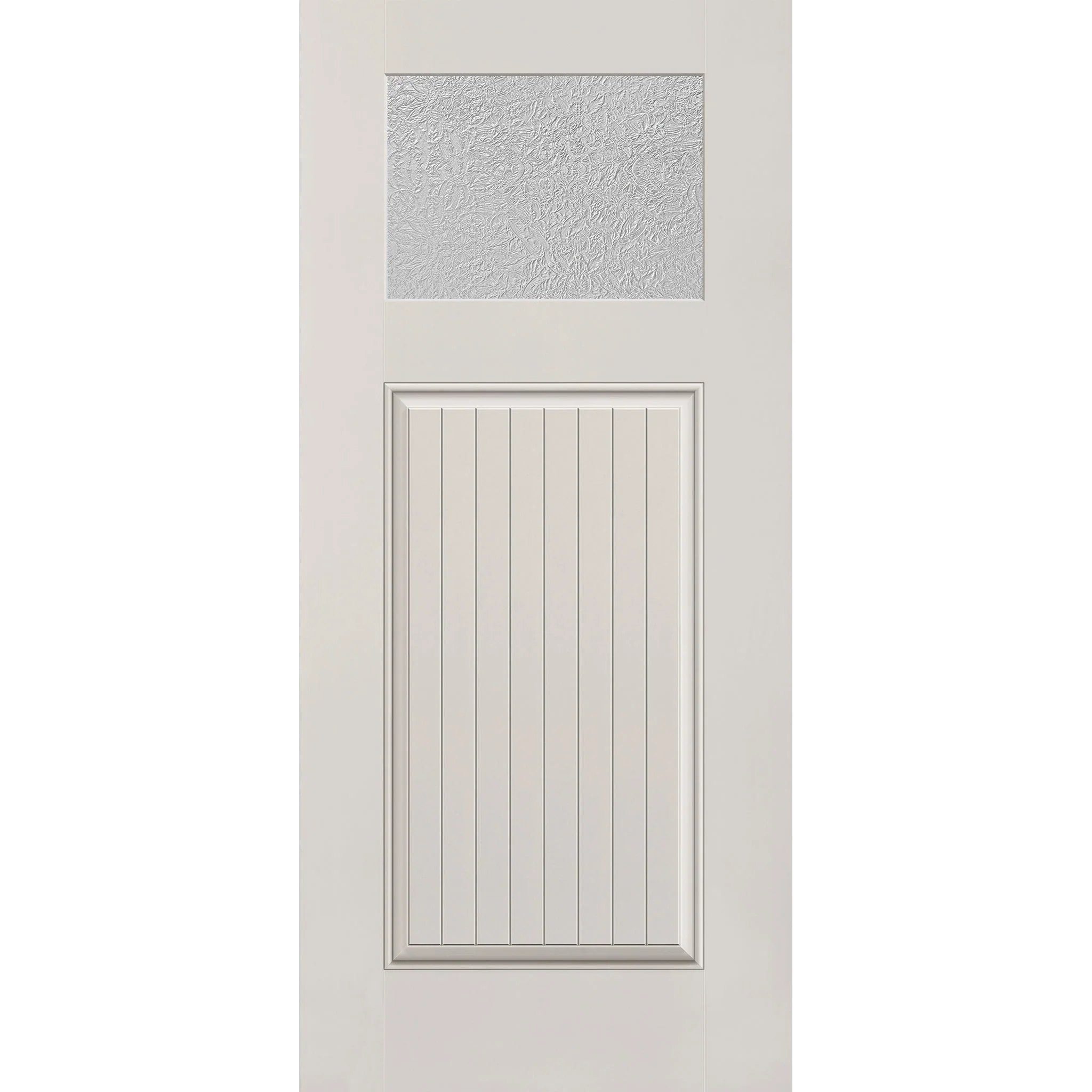 Micro-Granite Flush Glazed Hurricane-Rated Fiberglass Entry Door - Craftsman Plank (36" x 80")