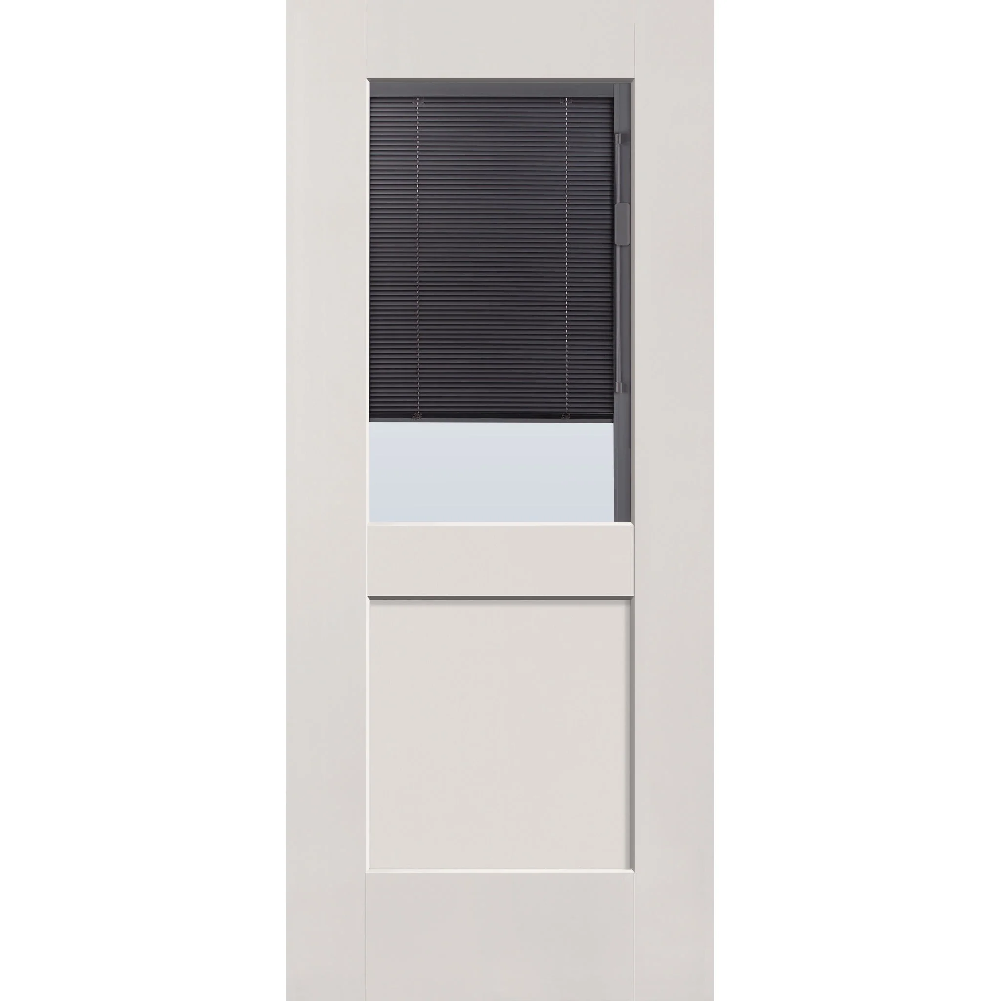 Raise & Lower Blinds Flush Glazed Fiberglass Entry Door - Half Lite Shaker (34" x 80") - Image 2