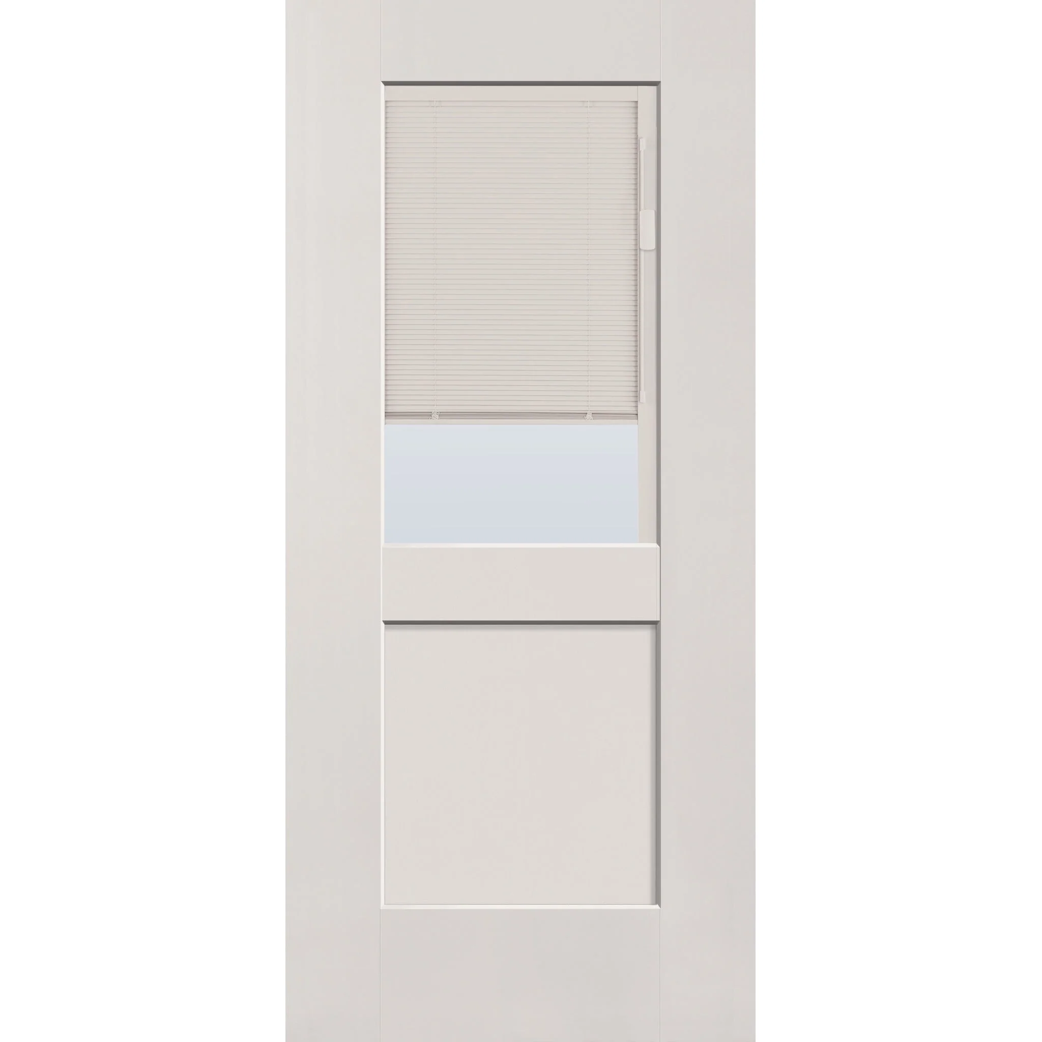 Raise & Lower Blinds Flush Glazed Fiberglass Entry Door - Half Lite Shaker (36" x 80")