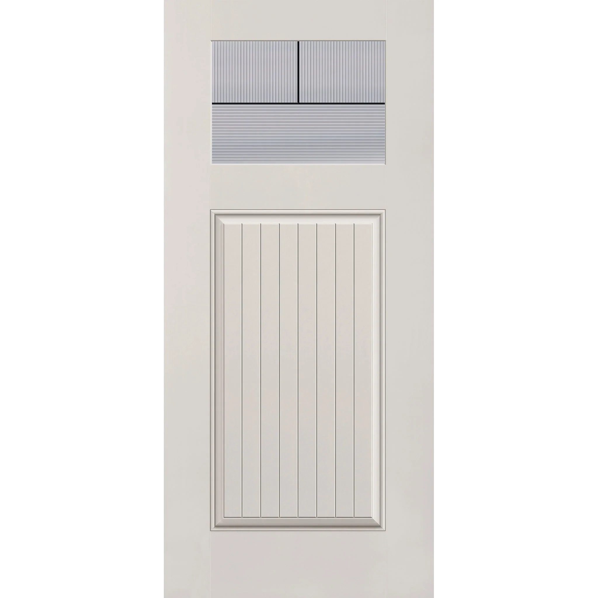 Rill Flush Glazed Fiberglass Entry Door - Craftsman Plank (36" x 80")